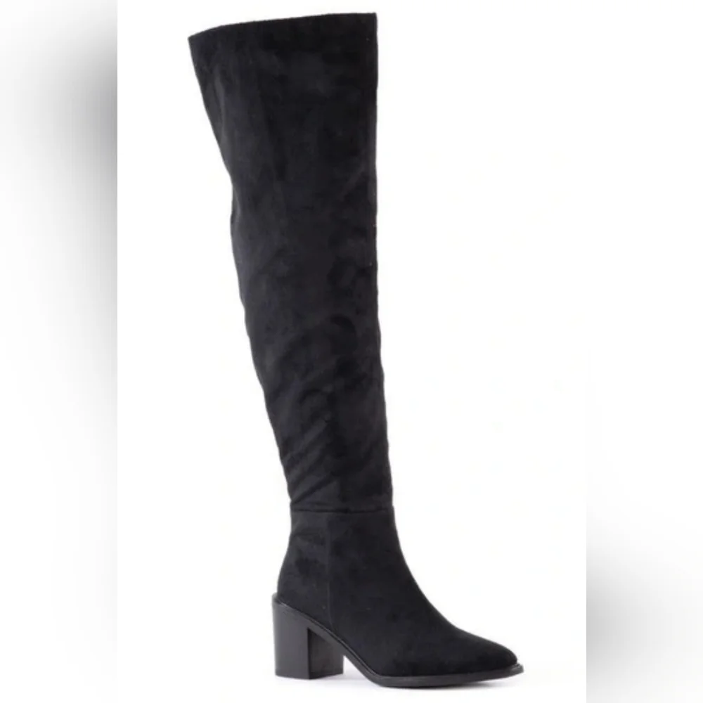 Sexy Chic Seychelles Black Microsuede OTK Boots
